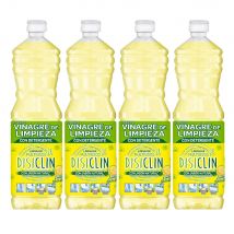 DISICLIN Vinagre de Limpieza Multiusos Con detergente y Aroma a Limón 1.000ml (Pack 4) -  Con jabón natural, Limpiador para todas las superficies, ideal para baños, cocinas, paredes, suelos, ventanas