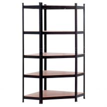 ORION91oficial® - Estantería Esquinera, Color Negro, Metálica Modular Almacenaje 180x70x40cm Acero y MDF Antihumedad, Hogar, Trastero, Garaje, 5 Baldas Ajustables, Cargas Pesadas 1750Kg Estantería -