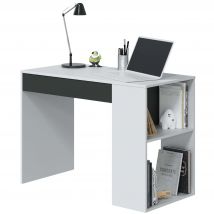 Mesa de Escritorio Masster con 1 Cajón en Blanco Artik y Gris Antracita con estilo Moderno 73x101x50 cm