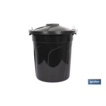 Cofan Cubo de Basura Negro 50 L Asas Metálicas con Tapa