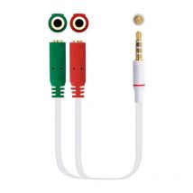 Nanocable Cable Adaptador Audio Jack 3.5/M 4Pines - 2xJack 3.5/H 3Pines