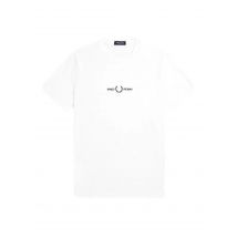 Camiseta Fred Perry Bordada Hombre Blanco