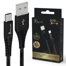 Extralink smart life braided 15w usb type-a to type-c 2m negro  cable usb  5v 3a