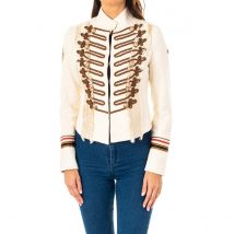 La Martina-Americana Mujer Militar Vintage con Cierre de Corchetes LWJG30