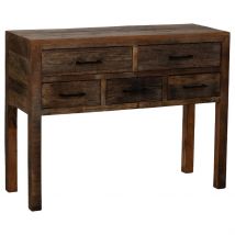 Recibidor de madera artesanal con 5 cajones marrón 110x40x85h cm