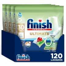 Finish Ultimate 0% 120 Pastillas Lavavajillas Ecológicas, Sin Fosfatos, Perfumes ni Conservantes