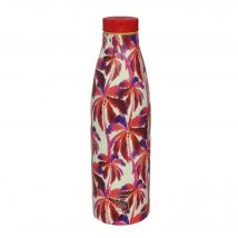 LUODA Botella de agua termica de acero inoxidable - reutilizable - Botella termica 520ml - botella agua gimnasio - BPA free (beige - palmeras)