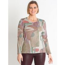 371008N  CAMISETA PUNTO LANOSO ESTAMPADO GEOMÉTRICO