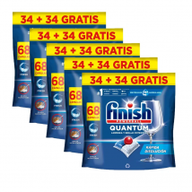 Finish Powerball Quantum – 136 o 340 Pastillas para Lavavajillas, Limpieza y Brillo Potentes, Aroma Regular, Formato 2x68 y 5x68 Lavados