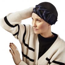 Christine Headwear Nava Turban 1508-0804 | Turbante de Algodón Supima Negro y Azul
