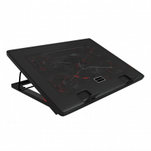 Mars Gaming MNBC2, Base Refrigeradora 17.3", Iluminación LED Roja, 5 Ventiladores Ultra-silenciosos Tecnología UA5, 2 USB 2.0, Negro