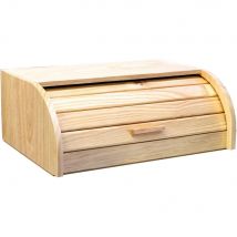 Panera de Madera con Tapa de Persiana Plegable Cesta, Alimentos de Madera, Recipiente con Tapa Deslizante (48x25x15cm) COSHANO