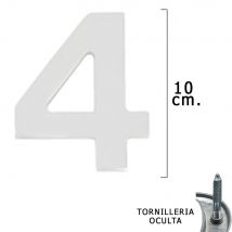 WOLFPACK LÍNEA PROFESIONAL - Numero Metal "4 Plateado Mate 10 cm. con Tornillería Oculta (Blister 1 Pieza)