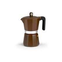 Monix Cream - Cafetera italiana de aluminio tamaño disponible para 6 9 12 tazas. Apta para cocina de gas vitrocerámica inducción