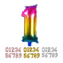 Boland 66 Cm Globos Números Efecto Metalizado Papel de Aluminio - Arco-Iris, Dorado y Plateado