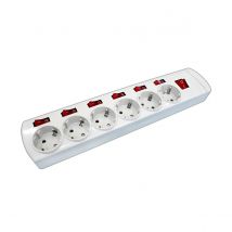 Base de 6 tomas 16A/250V con interruptores independientes sin cable Electro DH Termoestable 36.189/SC 8430552130177
