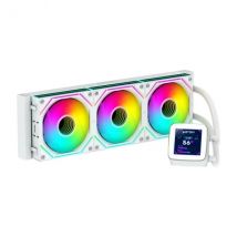 Abysm oceanic lcd 360 argb kit de refrigeracion liquida - 3 ventiladores de 120mm - iluminacion argb - pantalla lcd 2.8” - bomba 2500rpm - tubos de 380mm - color blanco - formato bulk (4 uds)