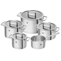 ZWILLING 5-Piece Pot Set, Stainless Steel Induction-Ready Cooking Pans with 4 Lids from the Vitality Collection, Perfect for All Cooking Types, Versatile and Durable.