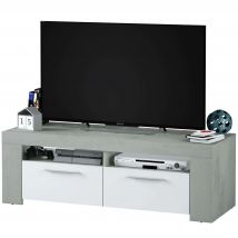 Mueble TV Color Blanco y Cemento Estilo Industrial 120x40x42 cm