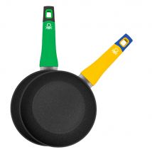 SET 2PCs SARTENES 22CM VERDE + 26CM AMARILLO ALUMINIO FORJADO, INDUCCIÓN, RAINBOW