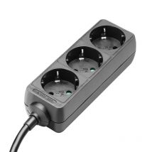 Base Múltiple 3 Enchufes Schuko Y Cable 3m NEGRO