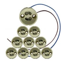 LED ATOMANT Portalámparas GU10, cable de silicona largo 20 cm 0,5 mm², 300-500V, conector base de cerámica para bombillas GU10 LED o halógenas, ideal para lámparas de techo, focos, spots, instalación