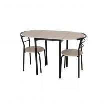 Momma Home MOMMA HOME Conjunto Mesa Cocina Extensible y 2 Sillas Roble y Negro - Diseño Moderno