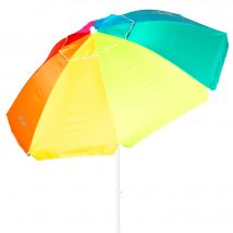 Aktive - Sombrilla de playa multicolor antiviento, protección UV50 con revestimiento plateado, mástil de metal 28/32 mm, sistema de inclinación, 8 varillas de fibra de vidrio, ventilación Max+Air y