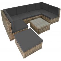 Tectake - Conjunto de muebles de ratán Venecia, Apariencia trenzada de alta calidad, 6 asientos y 1