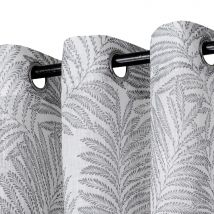 Meishida - Cortina Elegance Decorativa con Patrón Floral Blanco - Semiopaca para Salón y Dormitorio, 140x260 cm, Pack de 2