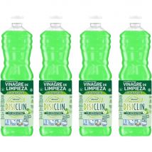 DISICLIN Vinagre de Limpieza Multiusos Con detergente y Aroma a Manzana 1.000ml (Pack 4) -  Con jabon natural, Limpiador para todas las superficies, ideal para baños, cocinas, paredes, suelos,