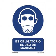 Señal uso obligatorio "es obligatorio el uso de máscara" (pvc 0.7mm)  30x40cm