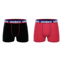Pack de 2 Calzoncillos Bóxer, 100% Algodón, AS1 Negro + Rojo, Umbro