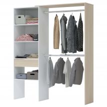 Vestidor Abierto Habitación Dormitorio Grande en Color Roble y Blanco 187x158x40 cm