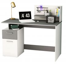 Miroytengo Escritorio Platón Multimedia Color Blanco y Gris Oscuro 122 cm