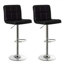 Taburete alto acolchado giratorio con respaldo de polipiel y base de metal Lola Home