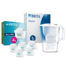 BRITA Jarra Filtrante, Modelo Aluna + 5 Filtros MAXTRA PRO | Capacidad 2,4L | 150L agua filtrada | Sin BPA | Apta lavavajillas | Indicador Memo | Reduce cal, cloro y metales | Diseño sostenible
