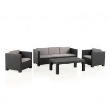 SP Berner - Set de Muebles de Jardín y Terraza Diva Tropea Color Grafito- Sofá 3 Plazas, 2 Sillones y Mesa de Centro - Fabricado en España con Plástico Reciclado