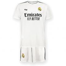 Real Madrid - Conjunto Camiseta y Pantalón Primera Equipación Temporada 24/25, Blanca, Niños 10 Años, Replica con Licencia Oficial 4 años