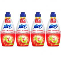 Asevi Gel Lavavajillas para Máquina Max Power, Detergente Lavaplatos Todo en 1, Envase de 720ml, Pack 4 uds - Lavavajillas Líquido Gran Poder Desengrasante, Brillo sin Manchas, Protección Antical,