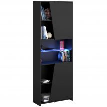 Estantería Gaming con LED incluido color negro librería gamer 6 estantes estilo moderno mueble 180x67x28 cm