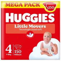 Huggies Little Movers - Ultra Comfort Pañales para Bebé, Tallas 3,4,5 y 6. Cintura Flexible, Elástica y Suave, Efecto Anti-Humedad, Mantiene al Bebé Seco hasta 12 horas, Comodidad para la piel 24/7,