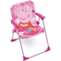 Silla plegable peppa pig,con brazos de 38x32x53cm,Estructura de metal con asiento de polyester y apoyabrazos de plástico,Dispone de cierre de seguridad para evitar el plegado durante su uso,Ocupa poco