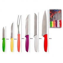 Tramontina - Juego de Cuchillos Plenus, para Comida, en Acero Inoxidable y Mangos de Polipropileno, Diferentes Colores, 6 Piezas