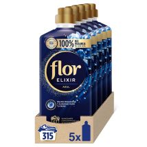 Flor Elixir - Suavizante para la ropa concentrado, aroma azul - 315 dosis (5x63 lavados)