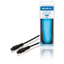 Valueline Cable óptico de audio digital  con conectores Toslink macho - macho, longitud de 2 metros, color negro