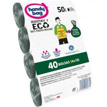 Handy Bag Bolsas de Basura 50L, 100% Reciclado, Extra Resistentes, 10 Bolsas en Pack de 4 = 40 Bolsas