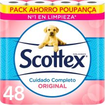SCOTTEX papel higiénico Cuidado Completo Original 2 capas paquete 48 rollos