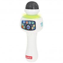 Winfun - Micrófono karaoke infantil inalámbrico, mide 8x22 cm, incluye luces, 10 melodías infantiles, 3 ritmos beatbox, 4 efectos de voz, efectos de aplauso y ovación, control del volumen, botón
