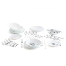 Arcopal Zelie Juego de Platos y Cubiertos de Vidrio Opal - 18 Platos y 24 Cubiertos